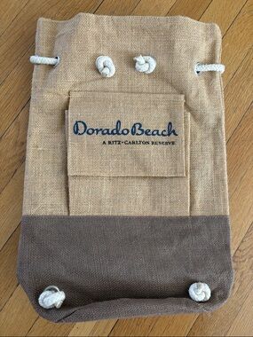 Ritz Carlton Reserve Dorado Puerto Rico Beach Canvas Drawstring Tote Bag